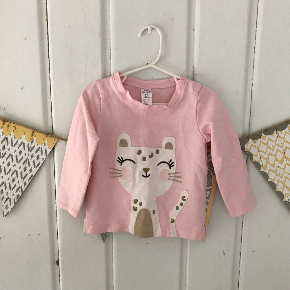 Pink French Terry Kitty Cat Pullover Sweatshirt
